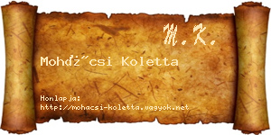 Mohácsi Koletta névjegykártya